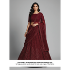 CRIMSON HERITAGE BORDER DEEP MAROON NET BEADWORK