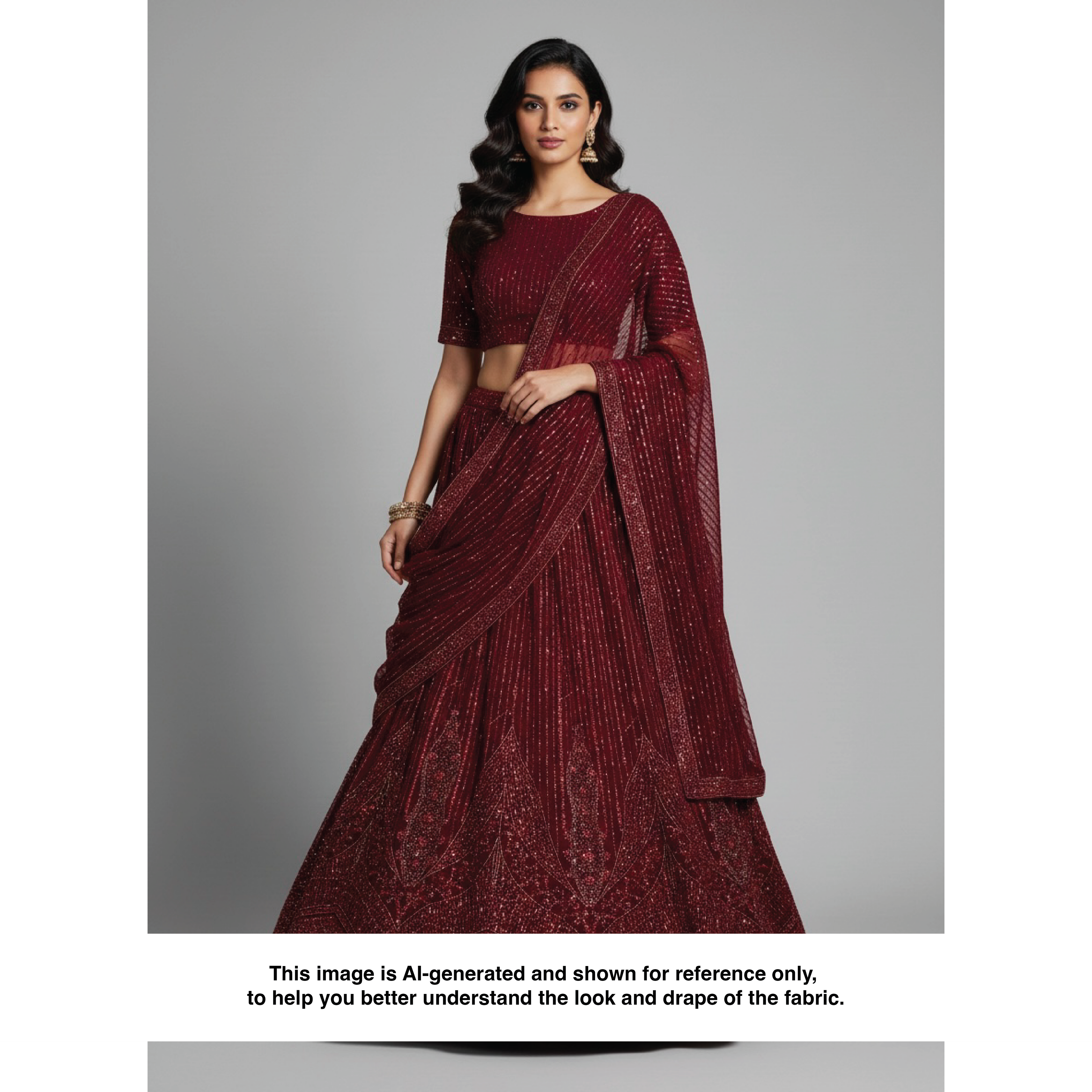 CRIMSON HERITAGE BORDER DEEP MAROON NET BEADWORK