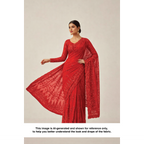 DIAMOND LATTICE NET BEADSWORK FABRIC RED