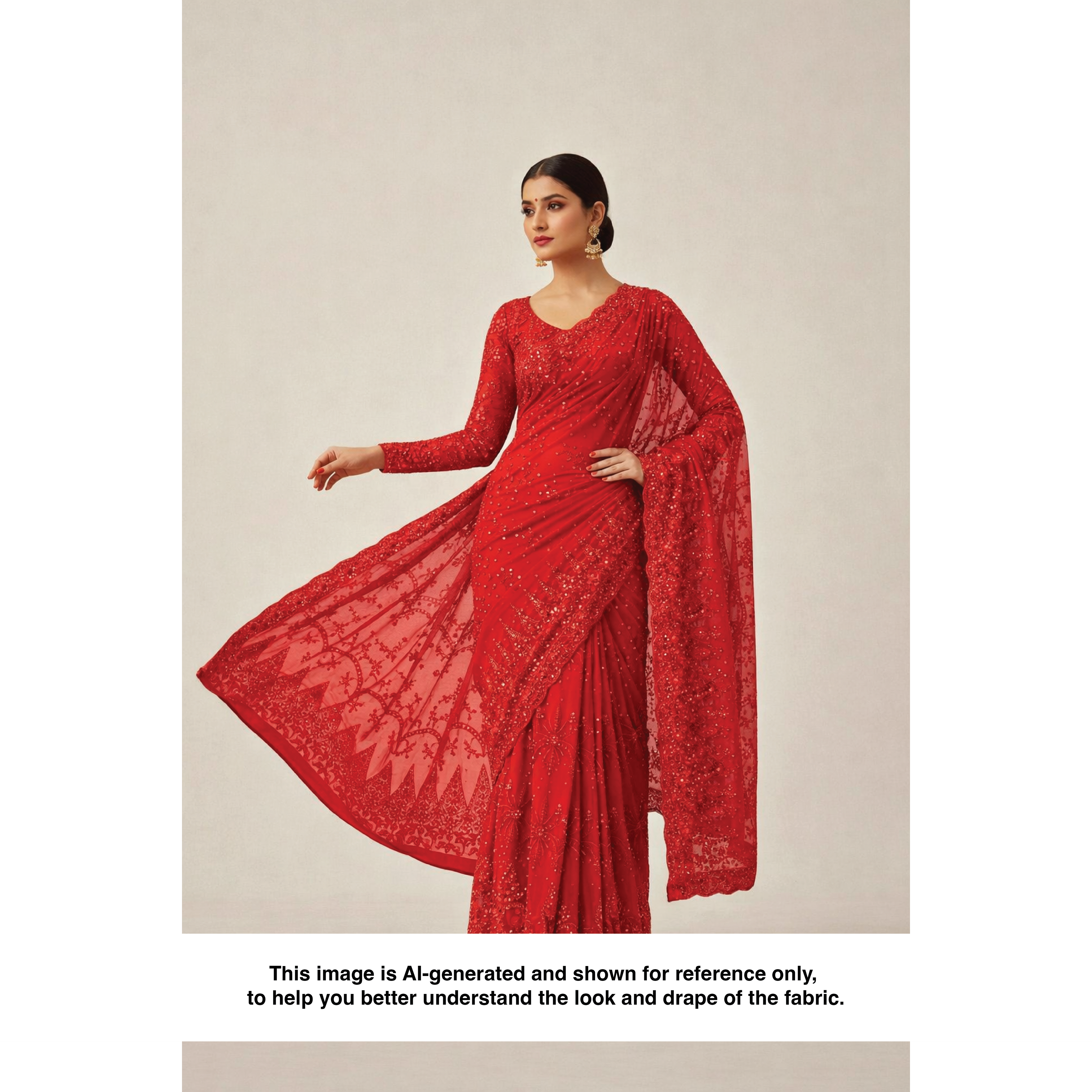 DIAMOND LATTICE NET BEADSWORK FABRIC RED