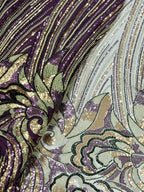 PHOOL PURPLE NET BEADSWORK FABRIC