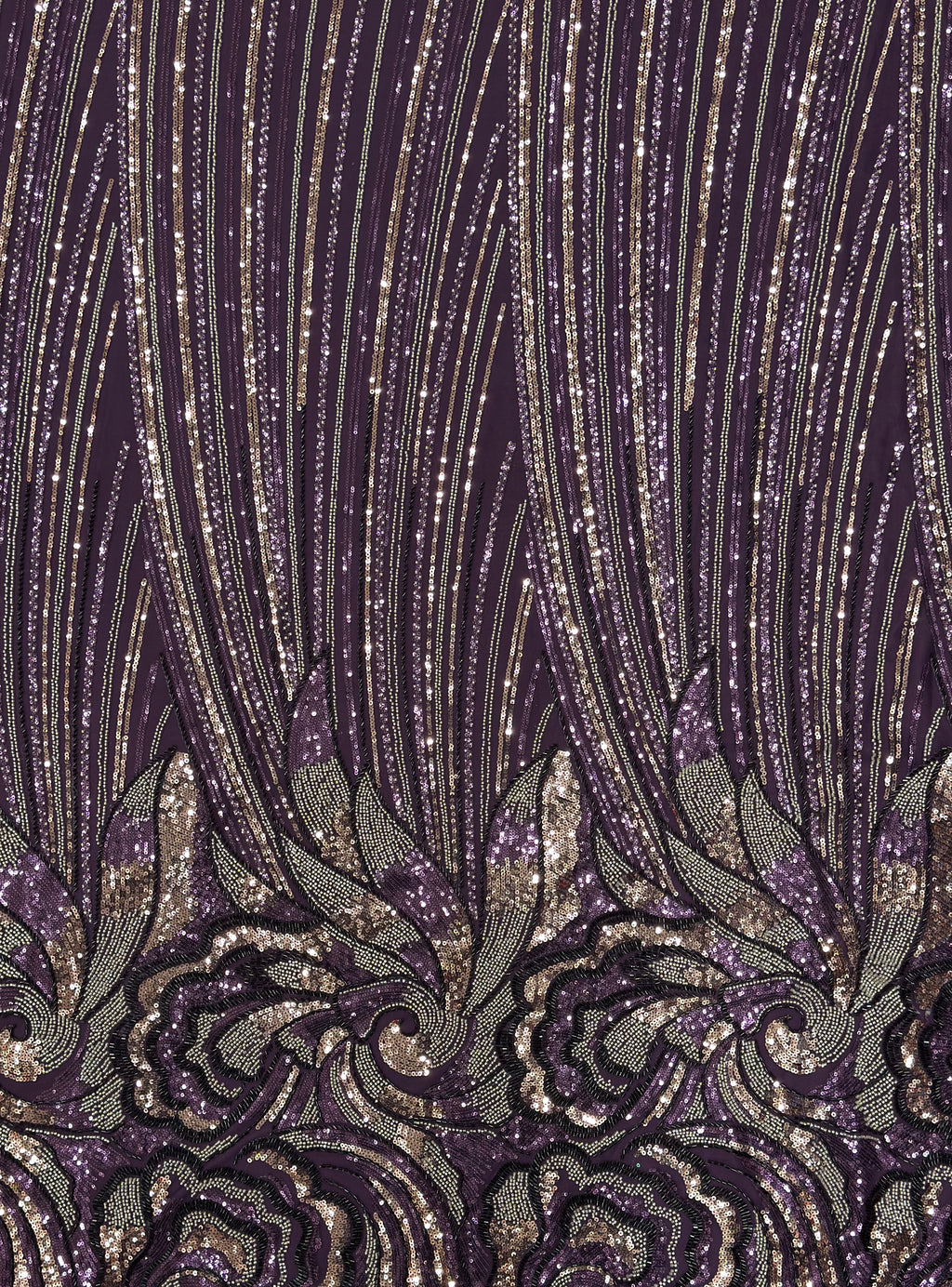 PHOOL PURPLE NET BEADSWORK FABRIC