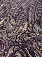 PHOOL PURPLE NET BEADSWORK FABRIC