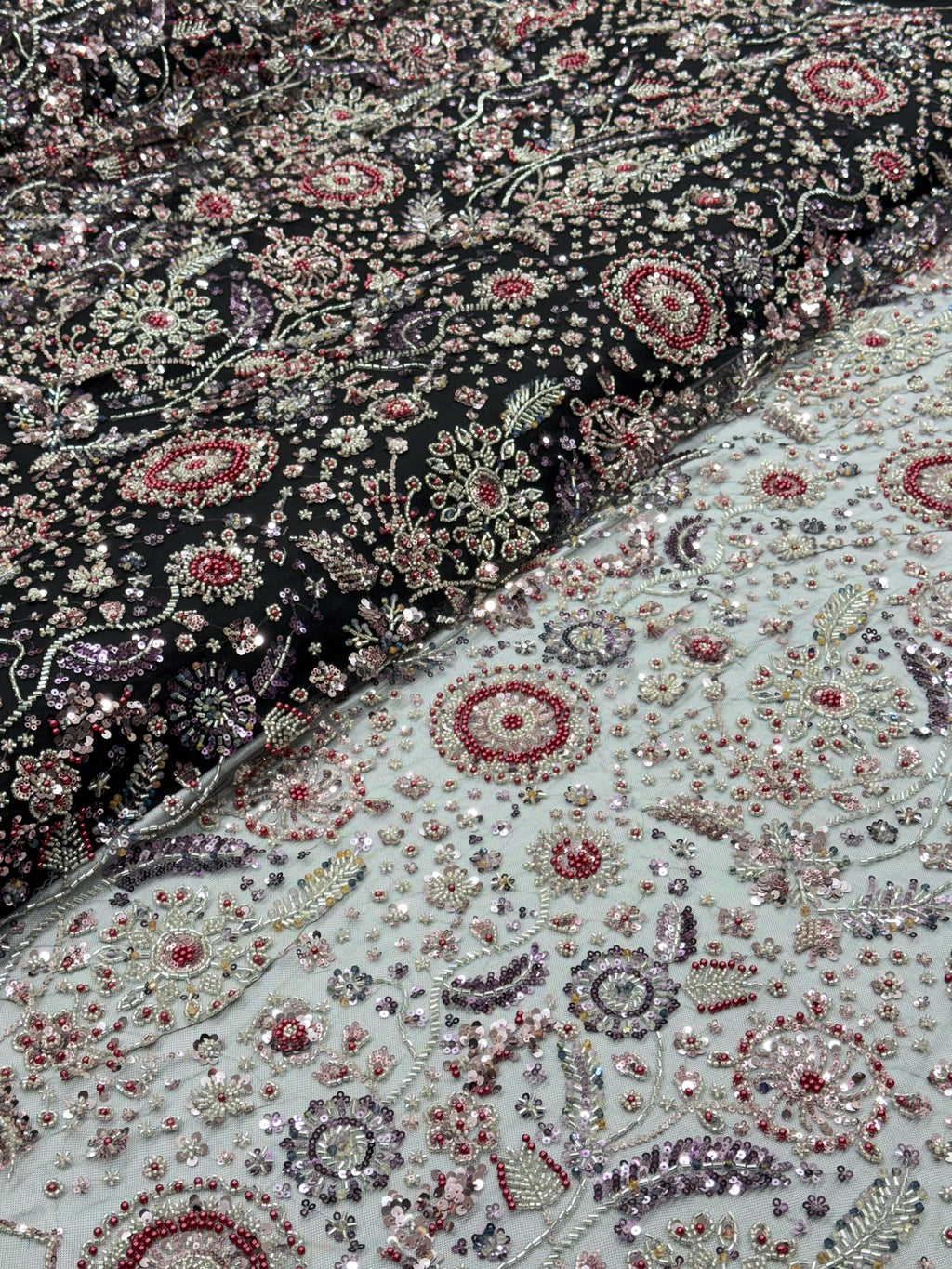 NOIR JEWEL GARDEN BLACK BEADSWORK FABRIC