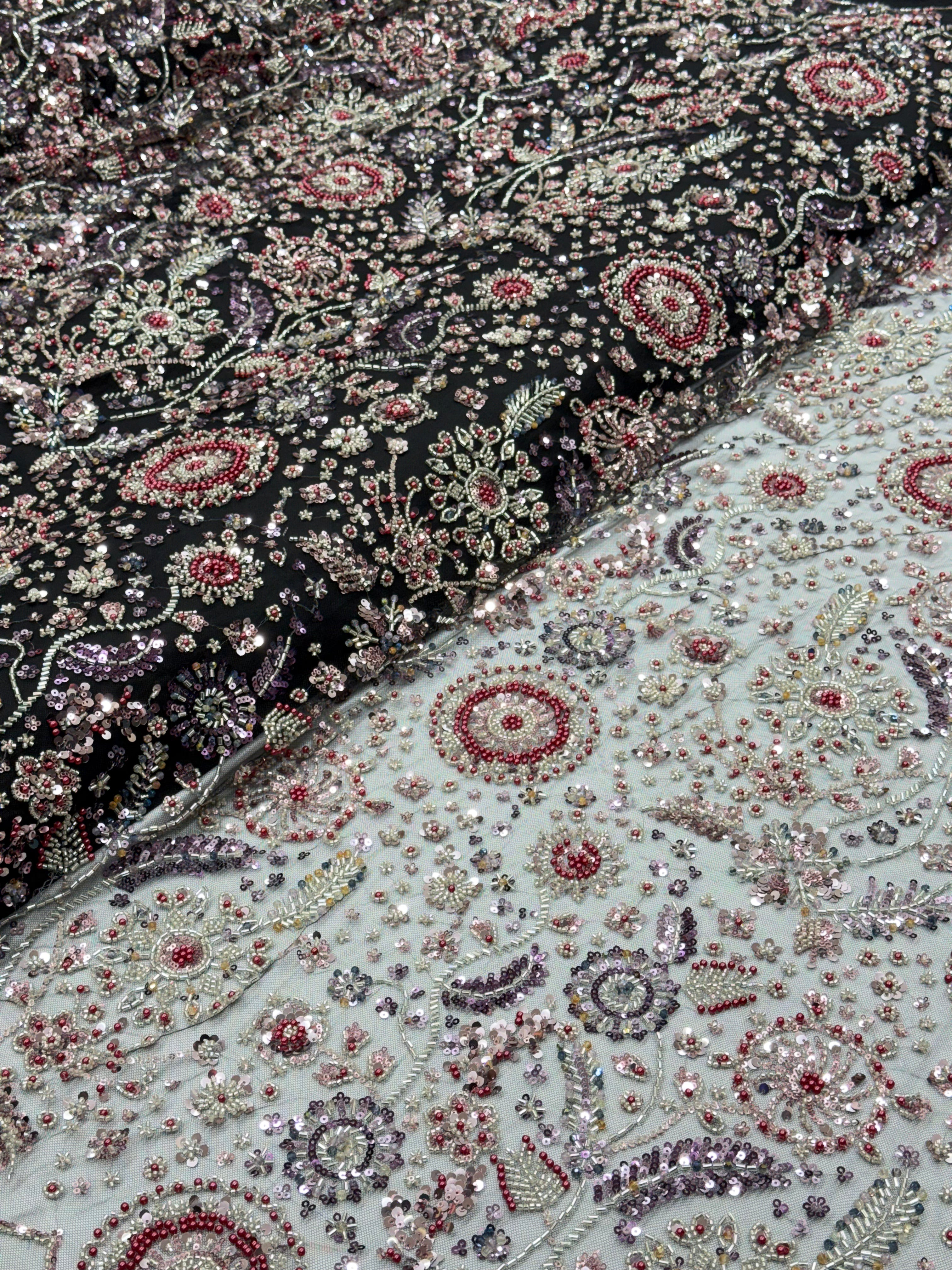 NOIR JEWEL GARDEN BLACK BEADSWORK FABRIC