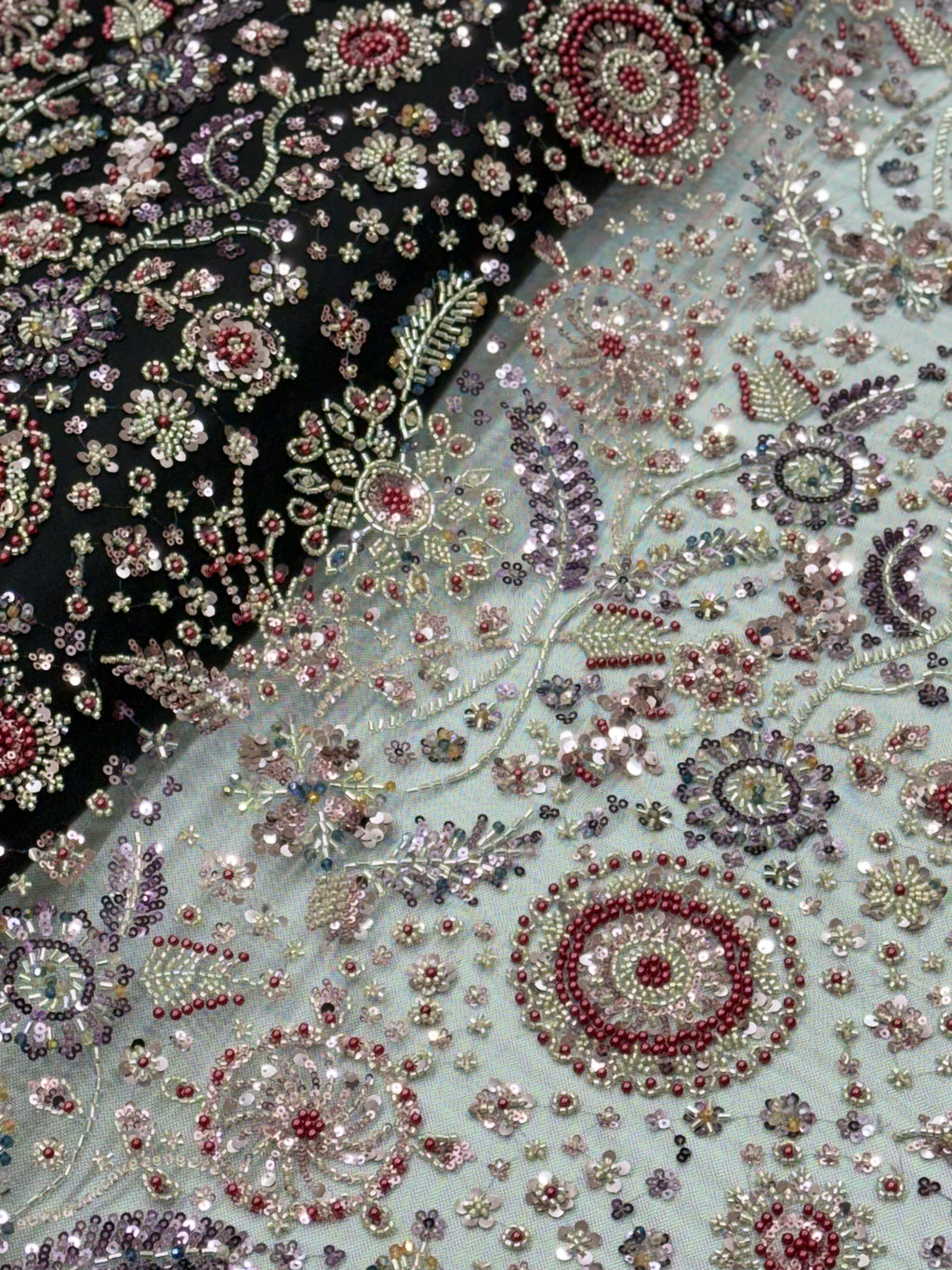 NOIR JEWEL GARDEN BLACK BEADSWORK FABRIC