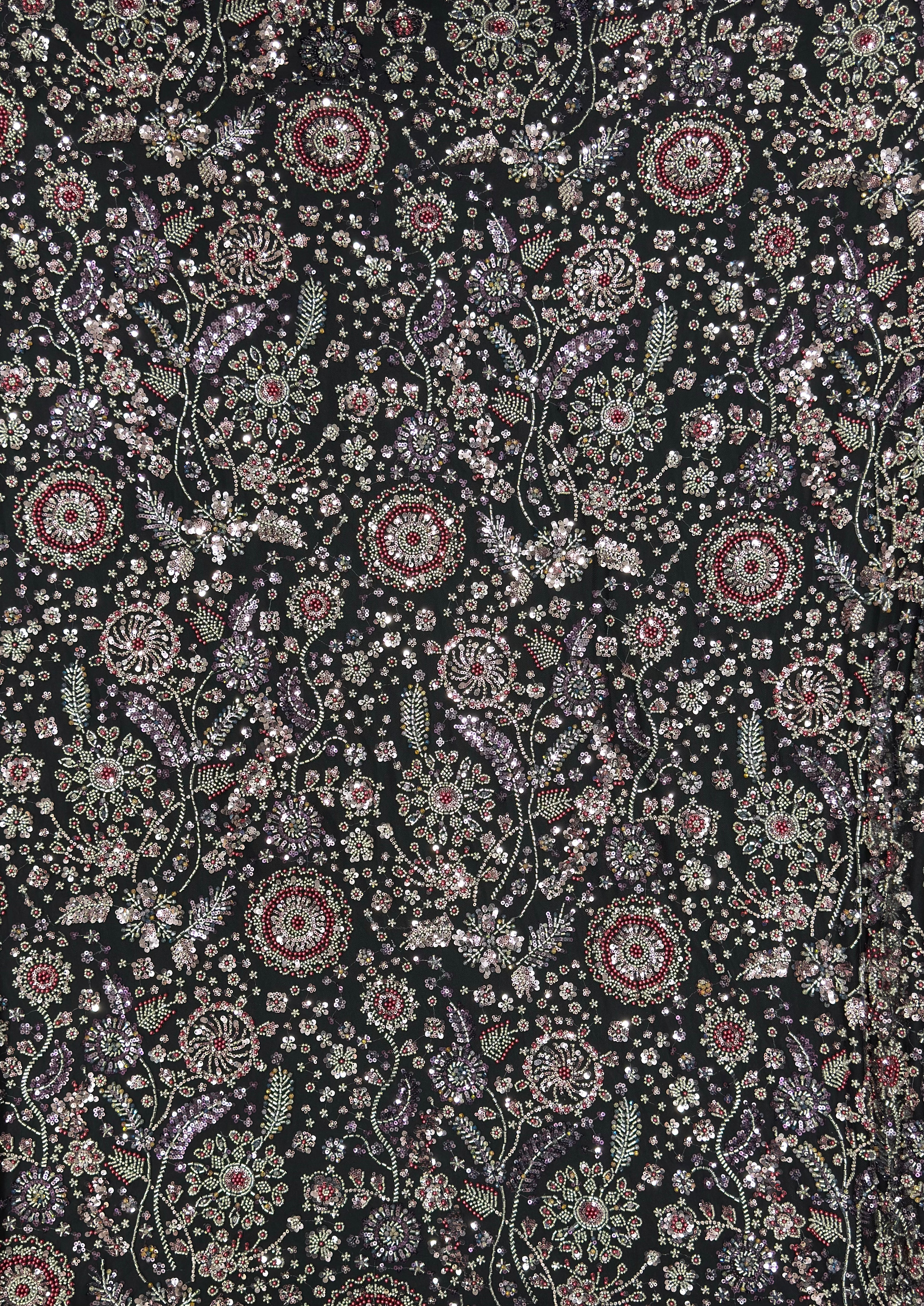 NOIR JEWEL GARDEN BLACK BEADSWORK FABRIC