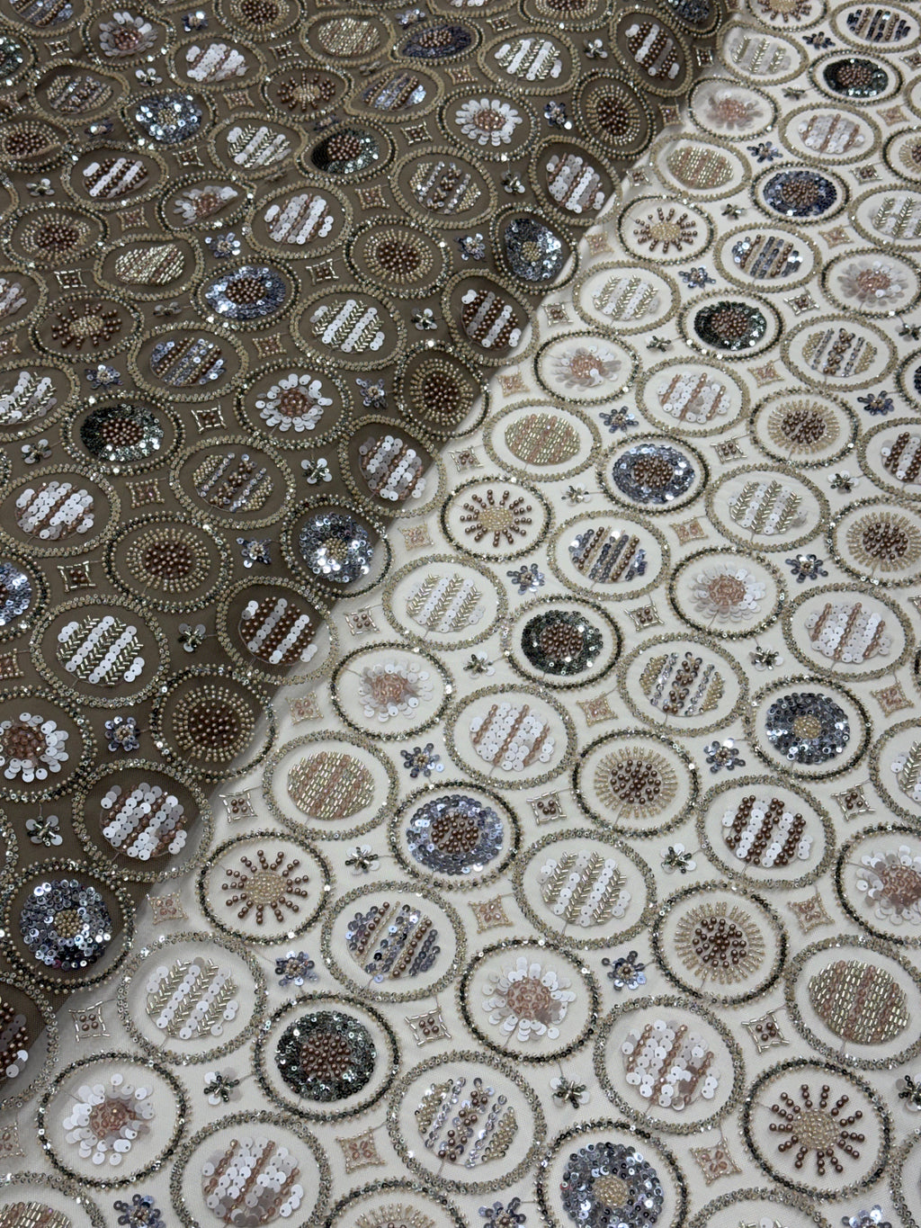 IMPERIAL DUSK GOLD NET BEADSWORK FABRIC