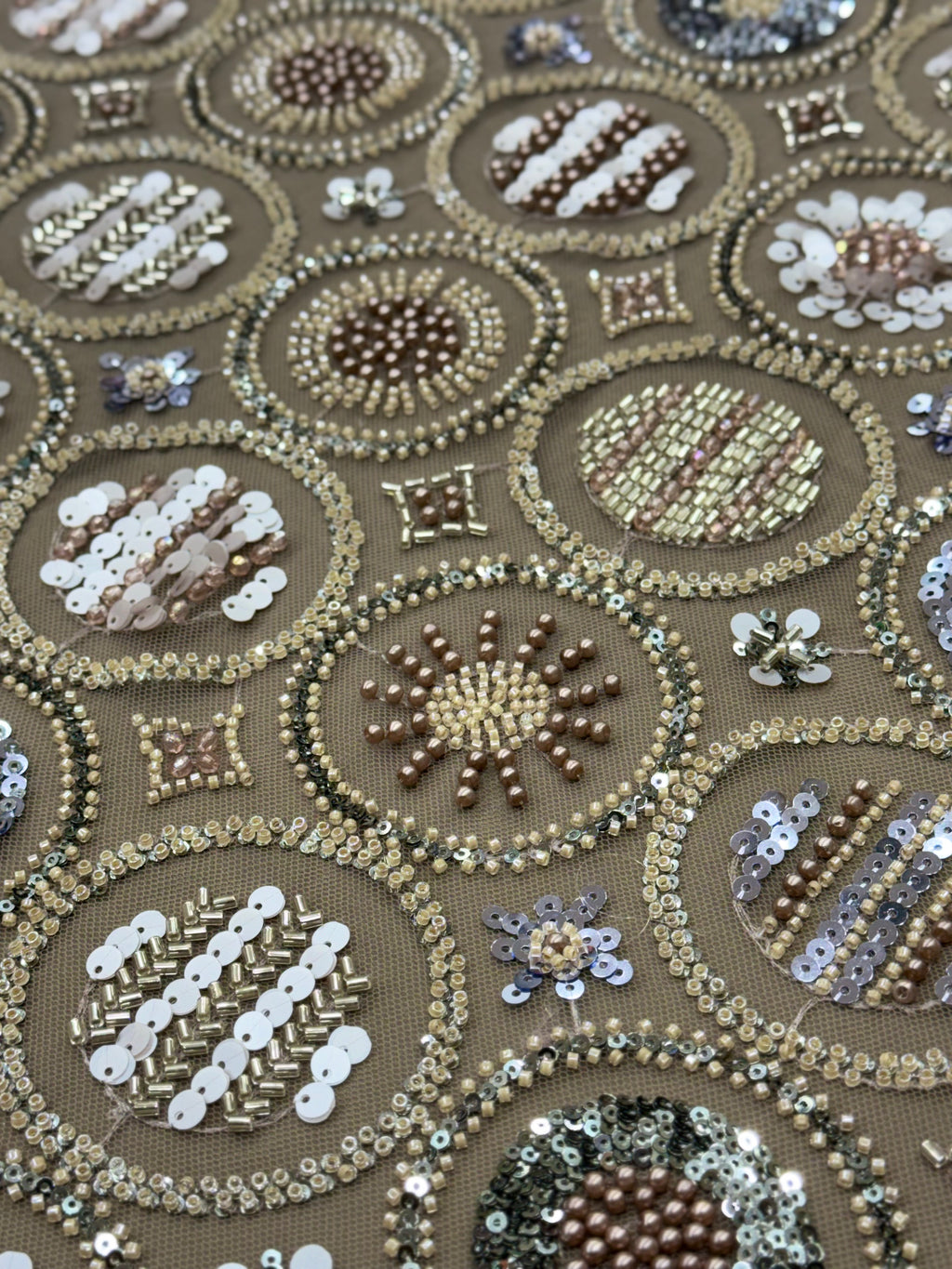 IMPERIAL DUSK GOLD NET BEADSWORK FABRIC