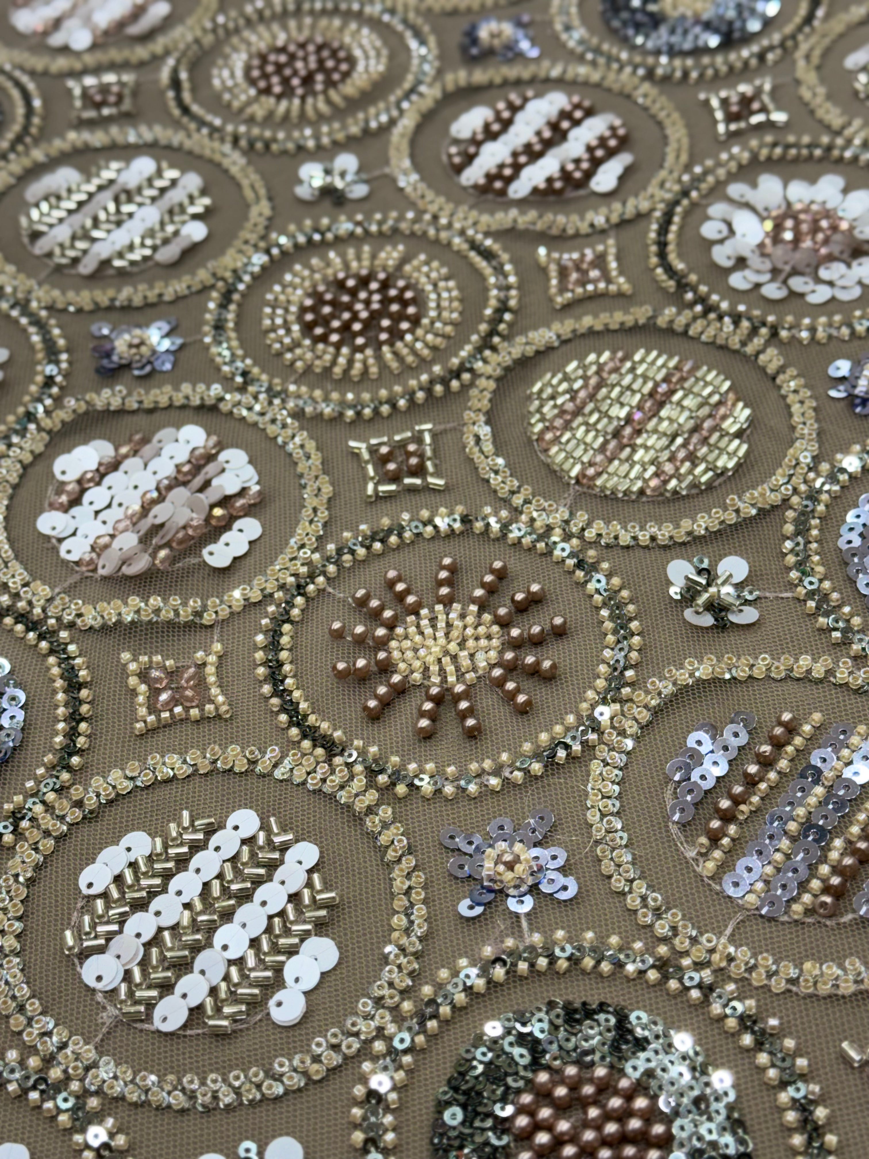 IMPERIAL DUSK GOLD NET BEADSWORK FABRIC
