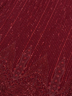 CRIMSON HERITAGE BORDER DEEP MAROON NET BEADWORK