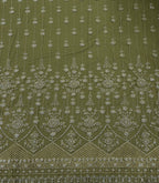 ANTIQUE SILVER MANDALA NET BEADSWORK FABRIC GREEN