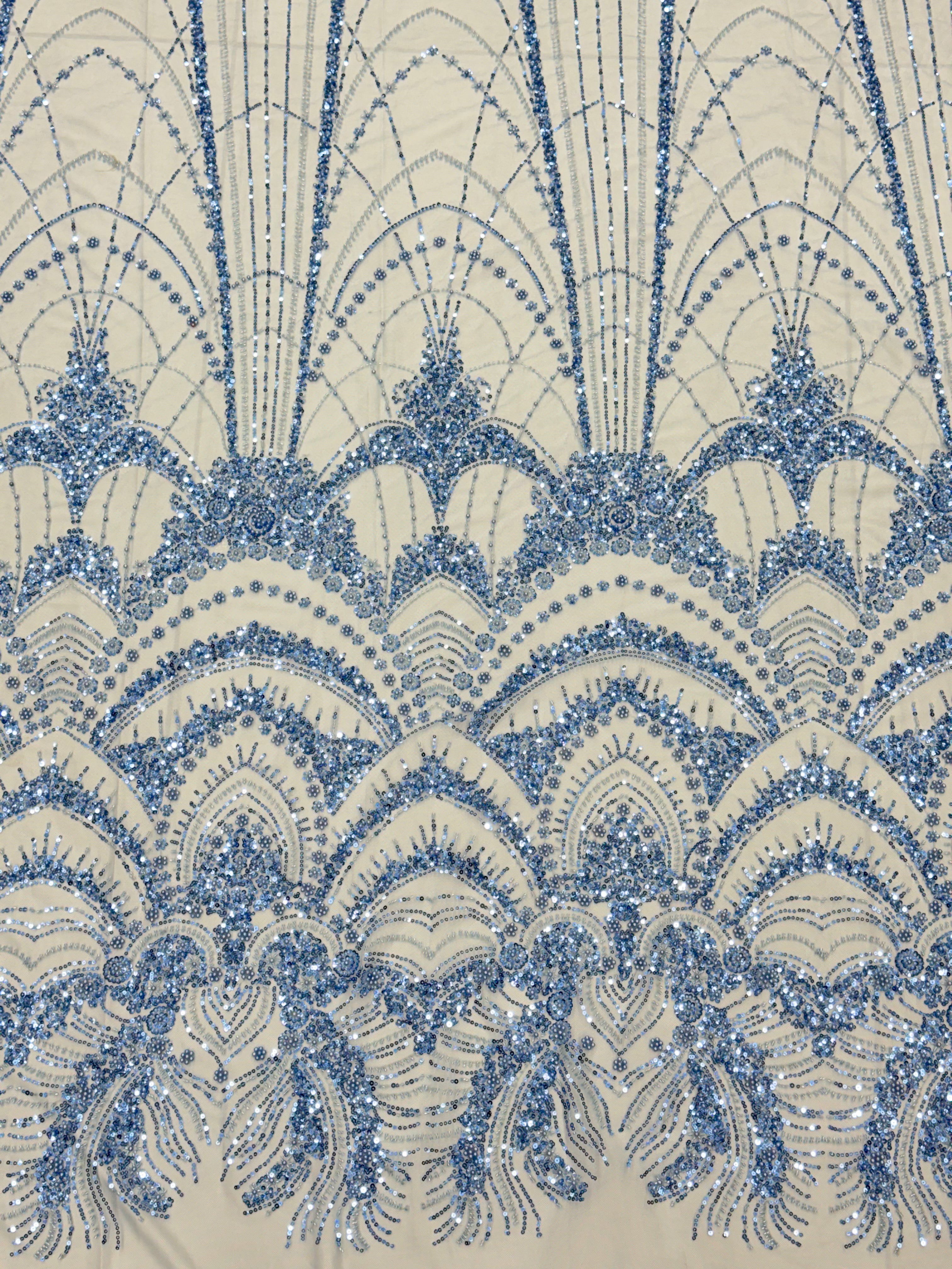 SKYLINE SERENITY NET BEADSWORK FABRIC BLUE
