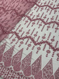 DIAMOND LATTICE NET BEADSWORK FABRIC PINK