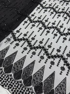 DIAMOND LATTICE NET BEADSWORK FABRIC BLACK