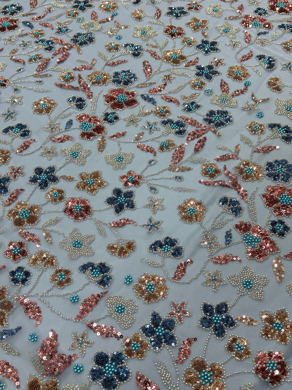 DEWDROP BLOOM NET BEADSWORK FABRIC