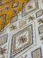 MARIGOLD PRISM NET BEADSWORK FABRIC MUSTARD
