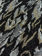 MIDNIGHT ZEBRA BEADSWORK FABRIC BLACK