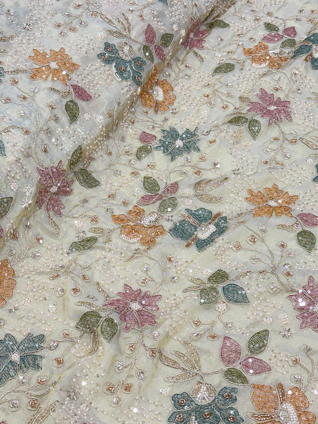 WHISPERING VINES TISSUE SILK FABRIC - DYEABLE