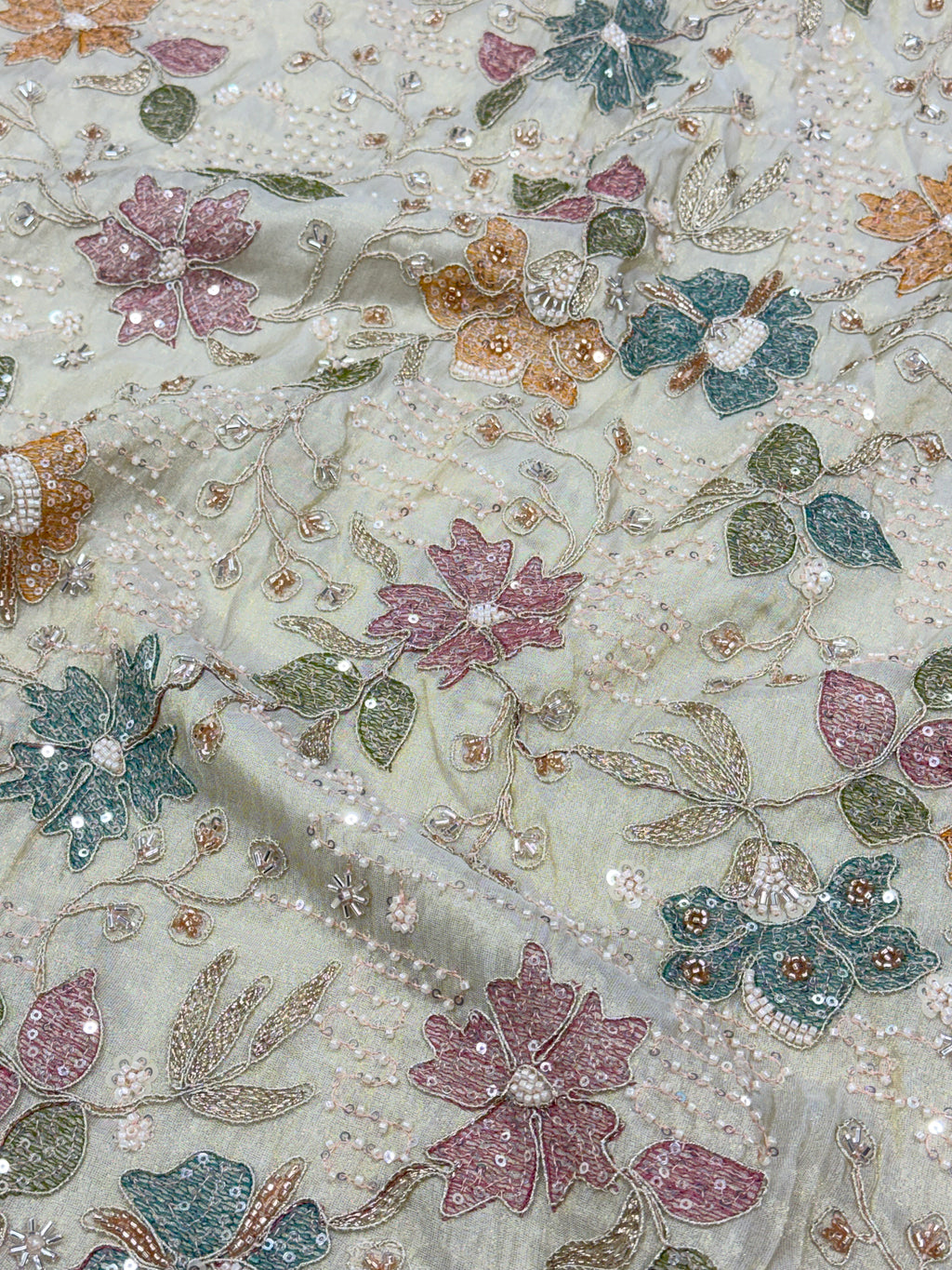 WHISPERING VINES TISSUE SILK FABRIC - DYEABLE