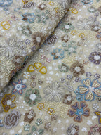 IMPERIAL FLORA TISSUE SILK FABRIC - DYEABLE