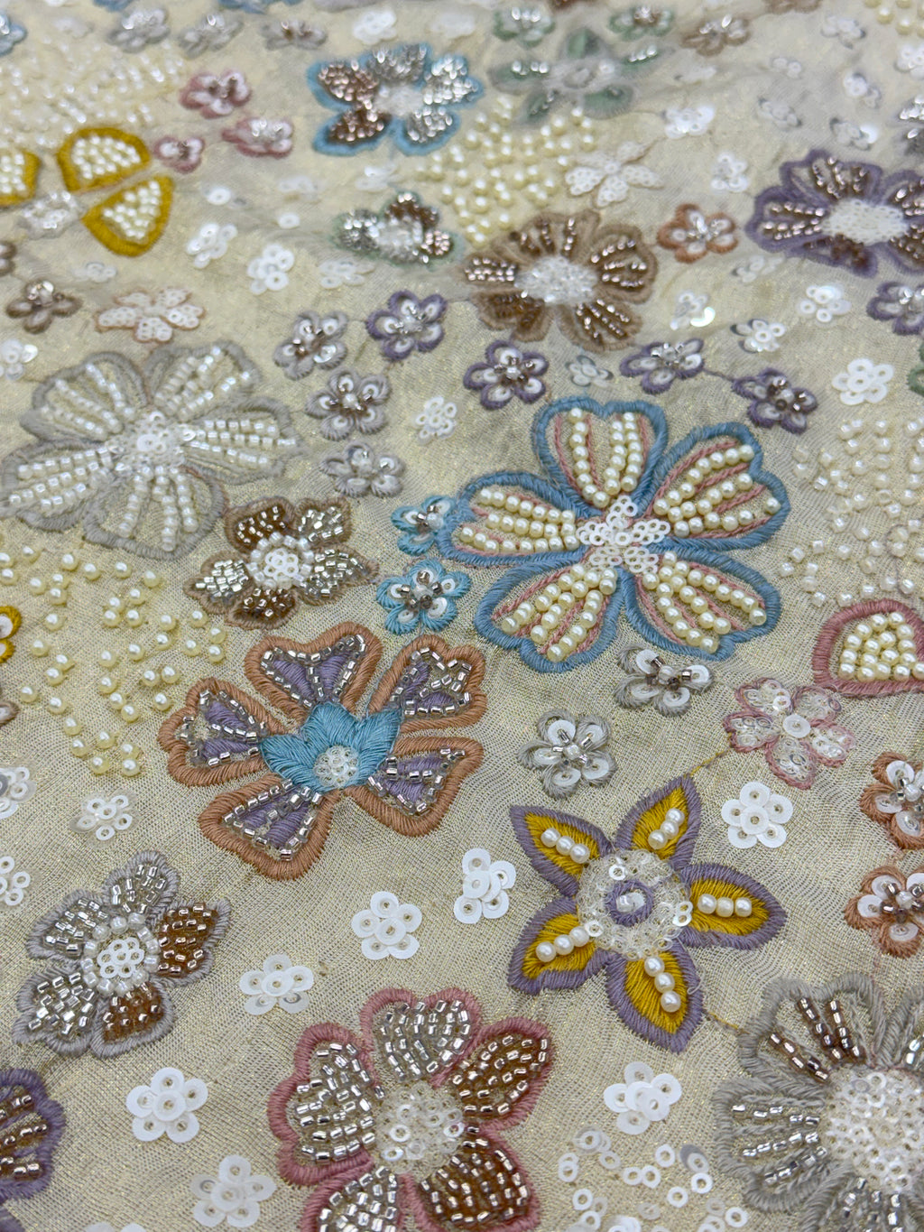 IMPERIAL FLORA TISSUE SILK FABRIC - DYEABLE