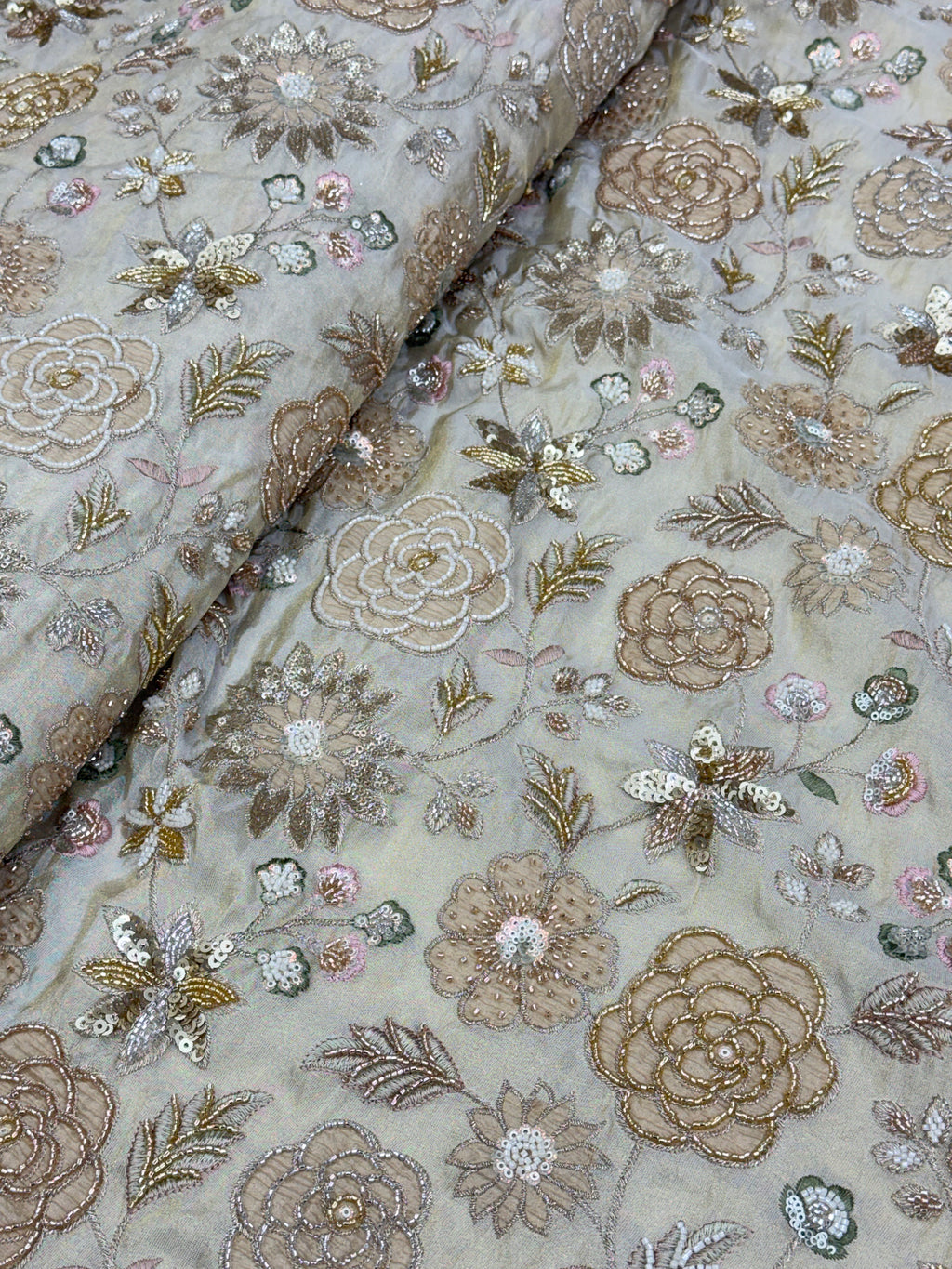 ANTIQUE ROSE TISSUE SILK FABRIC - DYEABLE