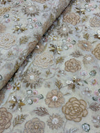ANTIQUE ROSE TISSUE SILK FABRIC - DYEABLE