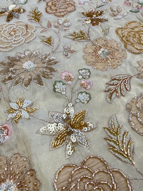 ANTIQUE ROSE TISSUE SILK FABRIC - DYEABLE
