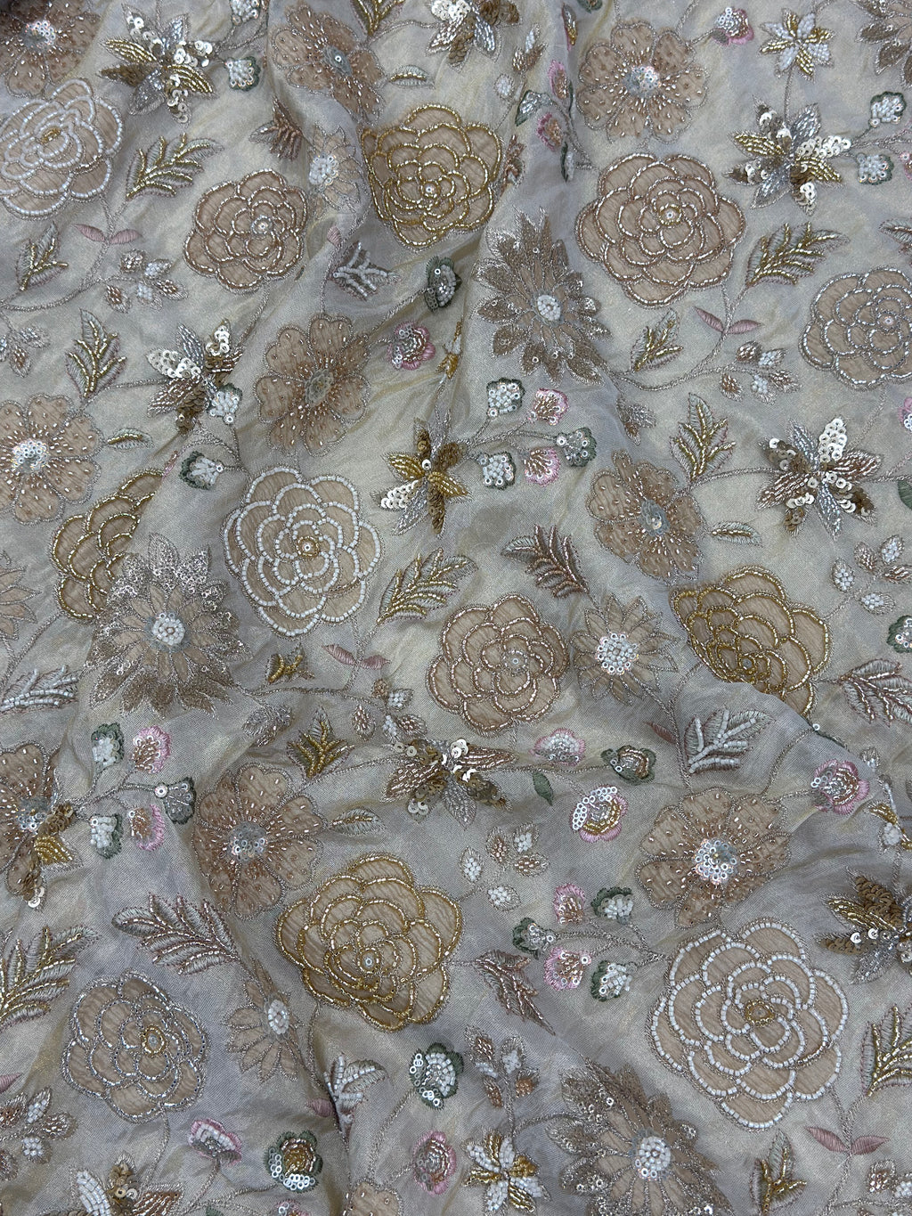 ANTIQUE ROSE TISSUE SILK FABRIC - DYEABLE