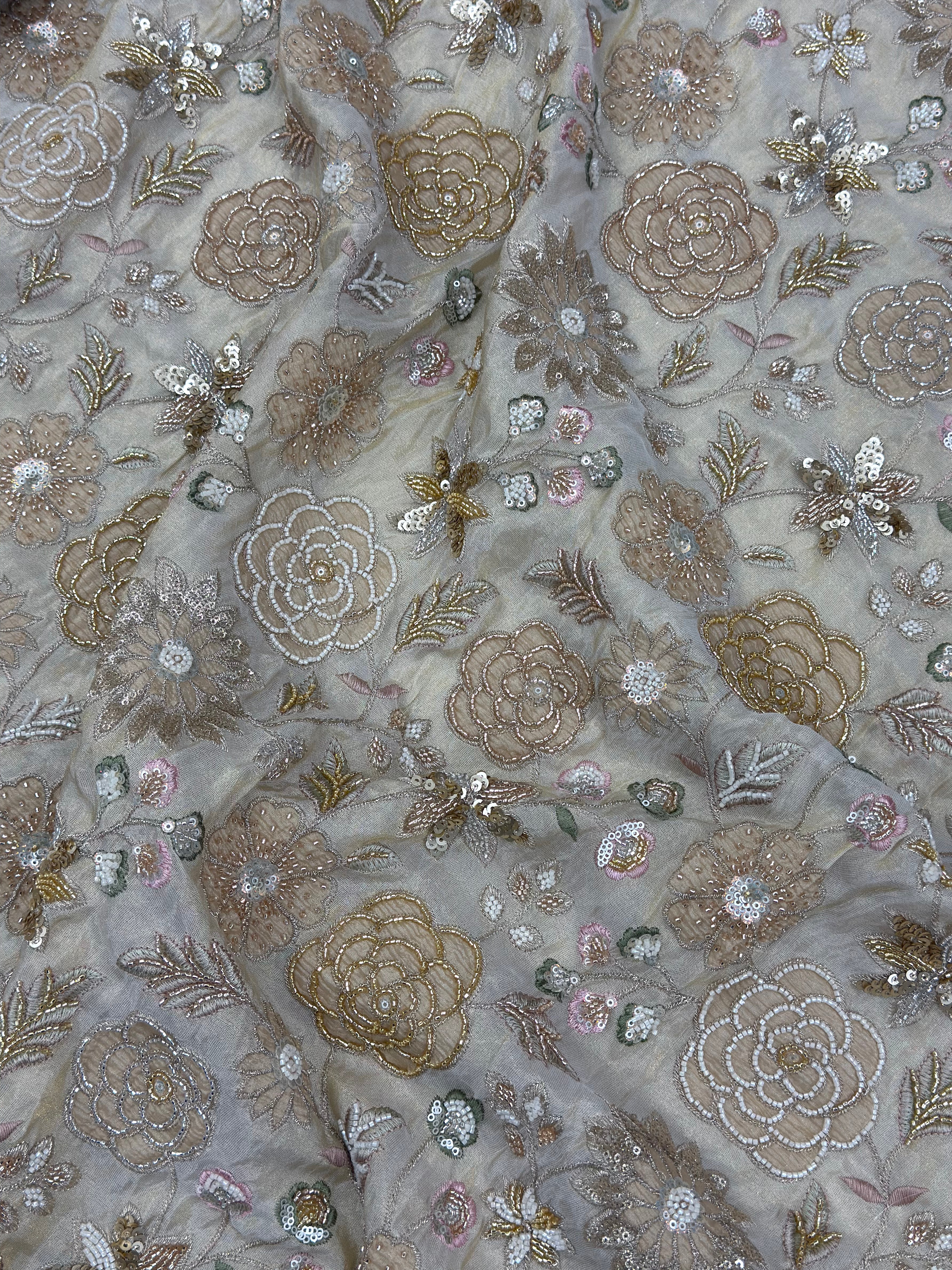 ANTIQUE ROSE TISSUE SILK FABRIC - DYEABLE
