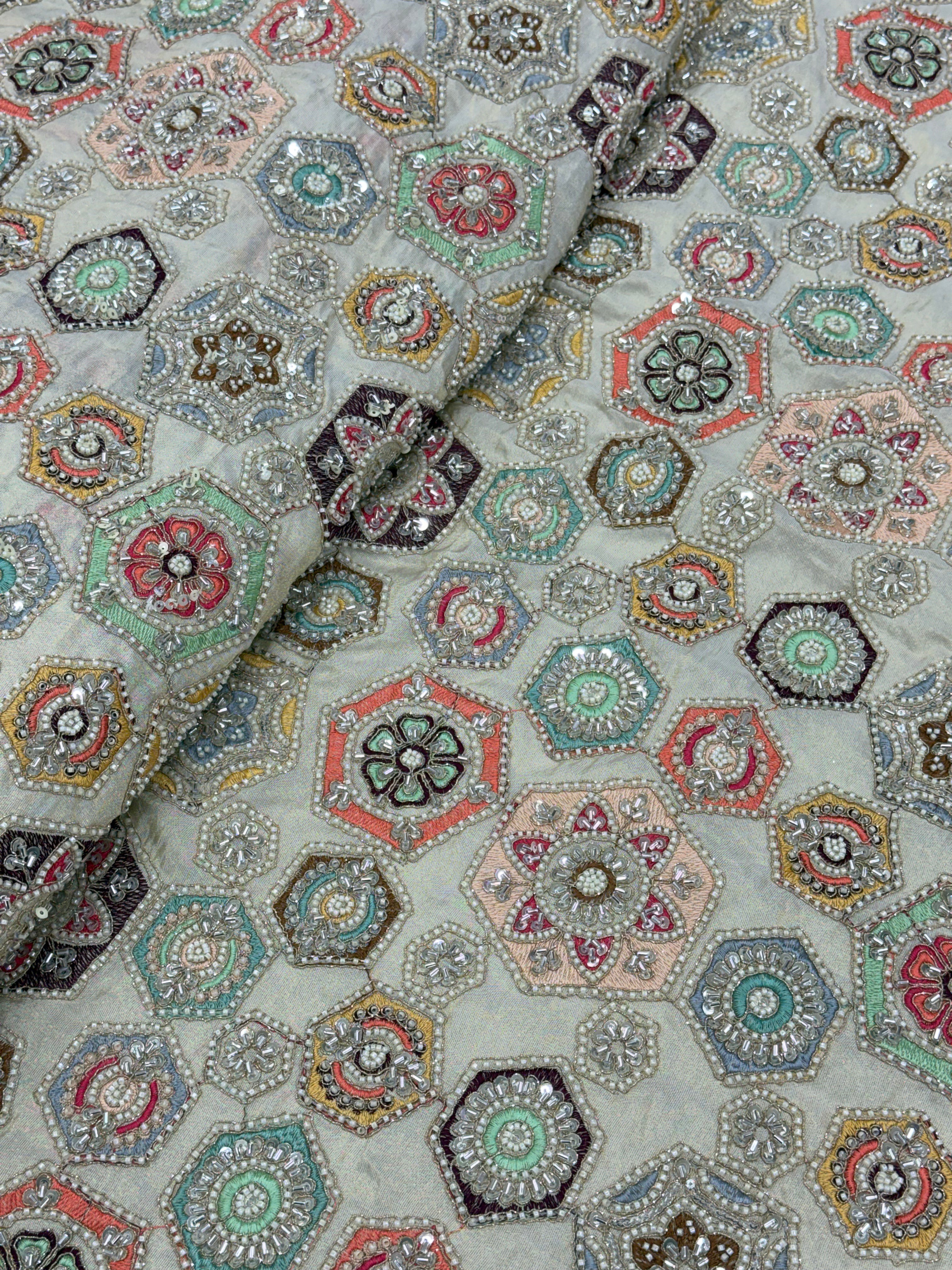 KALEIDOSCOPE BLOOM TISSUE SILK FABRIC - DYEABLE