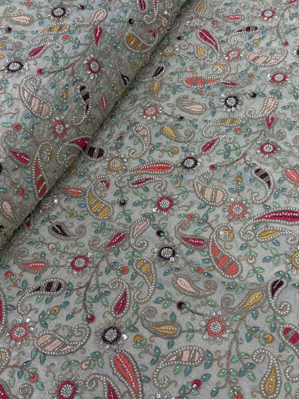 ROYAL PAISLEY TISSUE SILK FABRIC - DYEABLE
