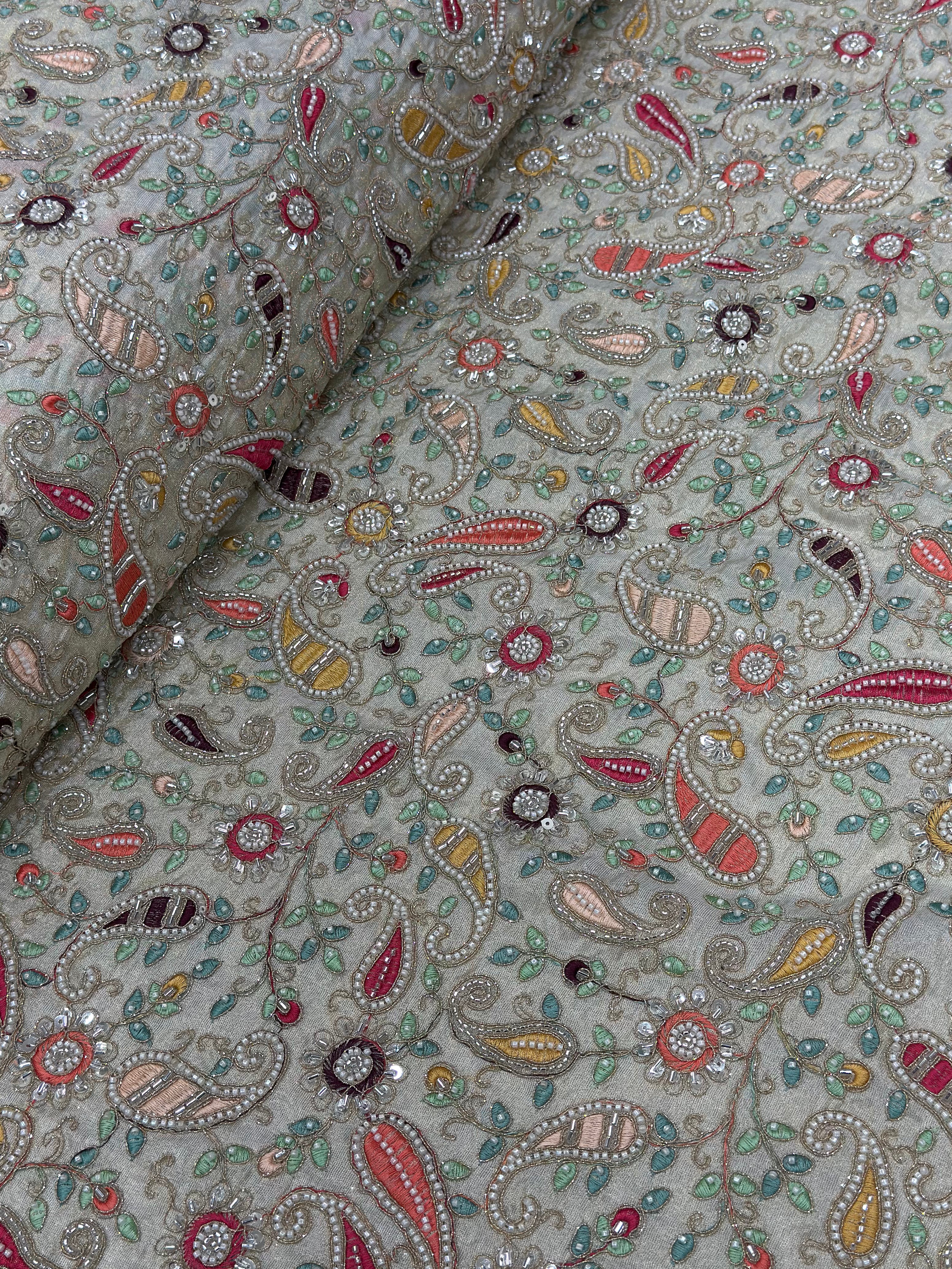 ROYAL PAISLEY TISSUE SILK FABRIC - DYEABLE