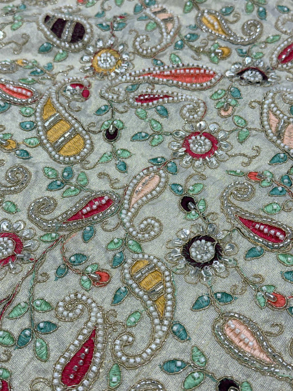 ROYAL PAISLEY TISSUE SILK FABRIC - DYEABLE