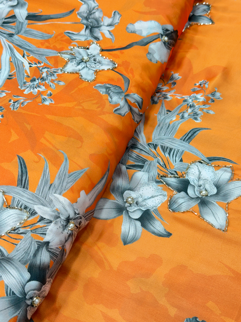 The Gilded Lily | Hand-Embellished Armani Satin
