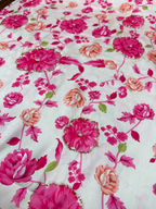 Magenta Meadow | Hand-Embellished Armani Satin