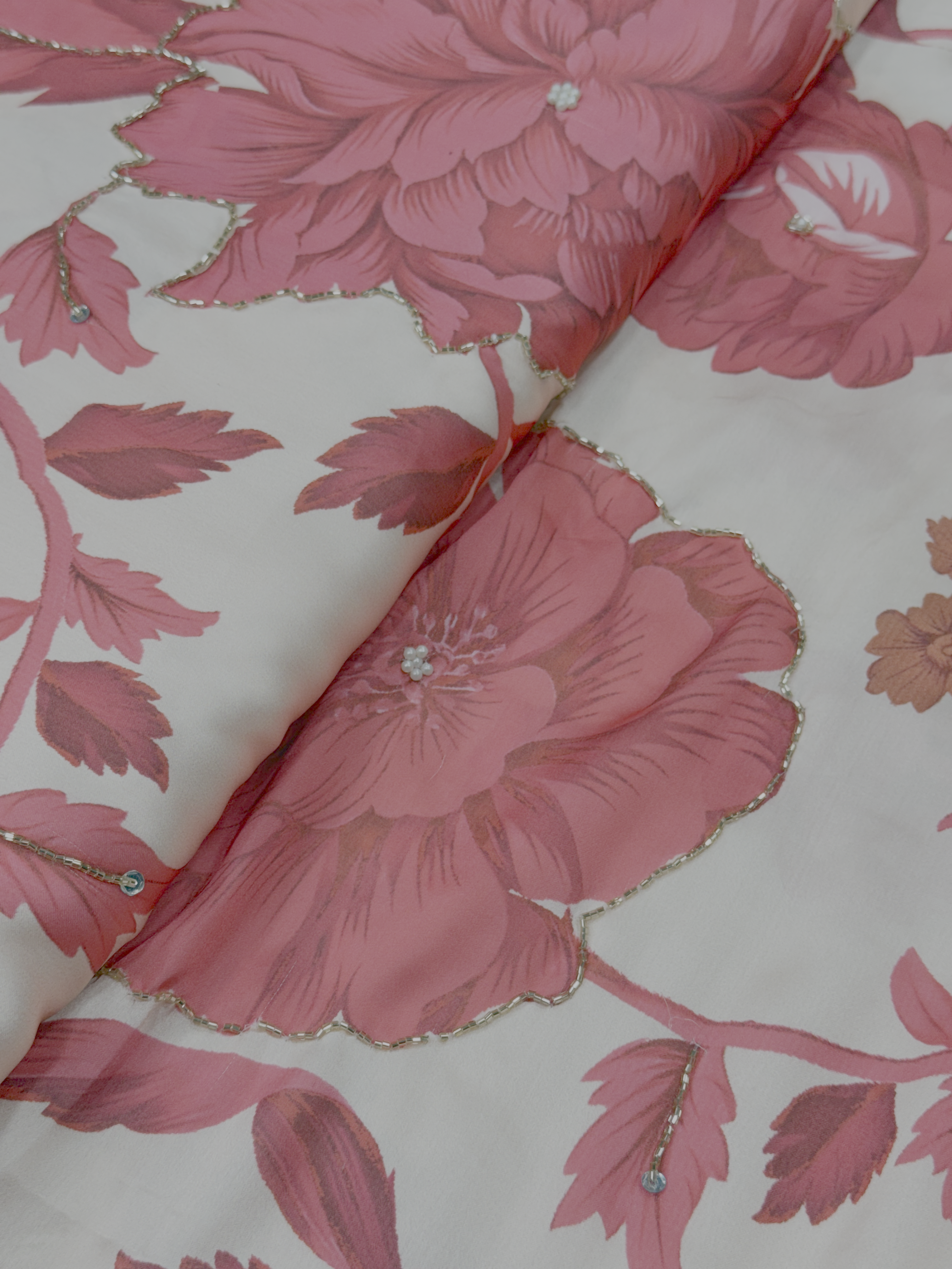 The Ruby Royale | Hand-Embellished Armani Satin