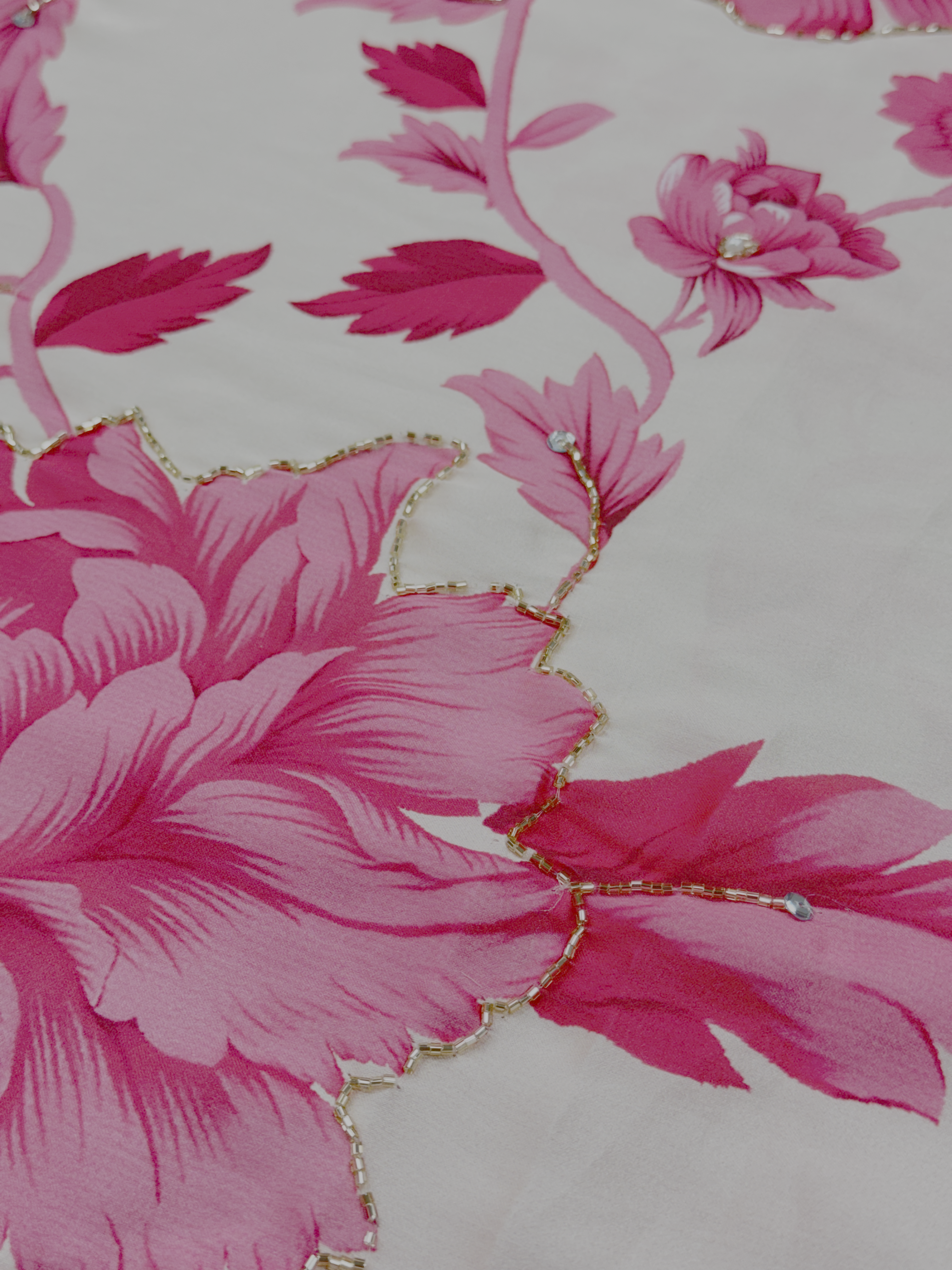 The Fuchsia Fantasy | Hand-Embellished Armani Satin