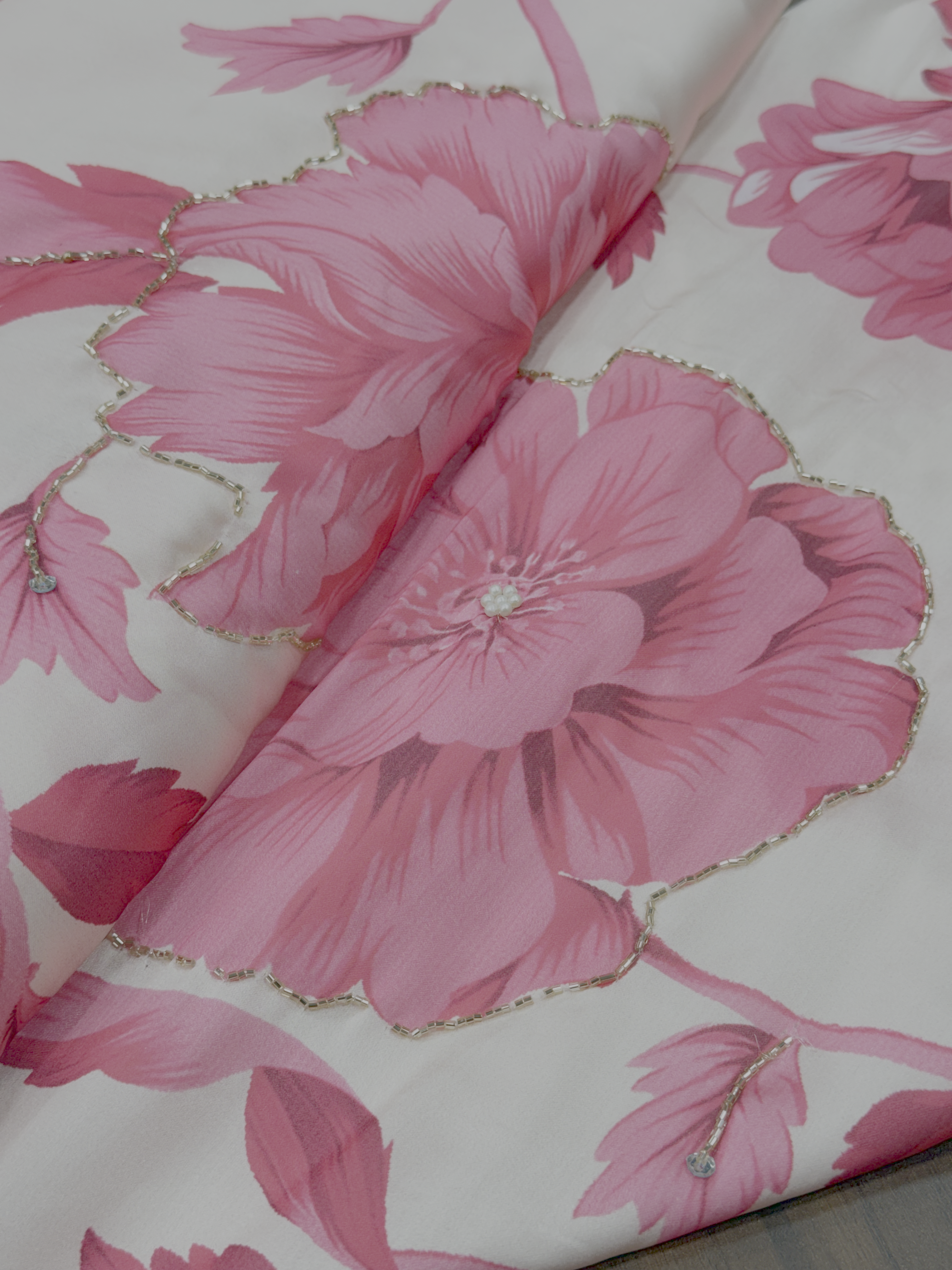 The Fuchsia Fantasy | Hand-Embellished Armani Satin