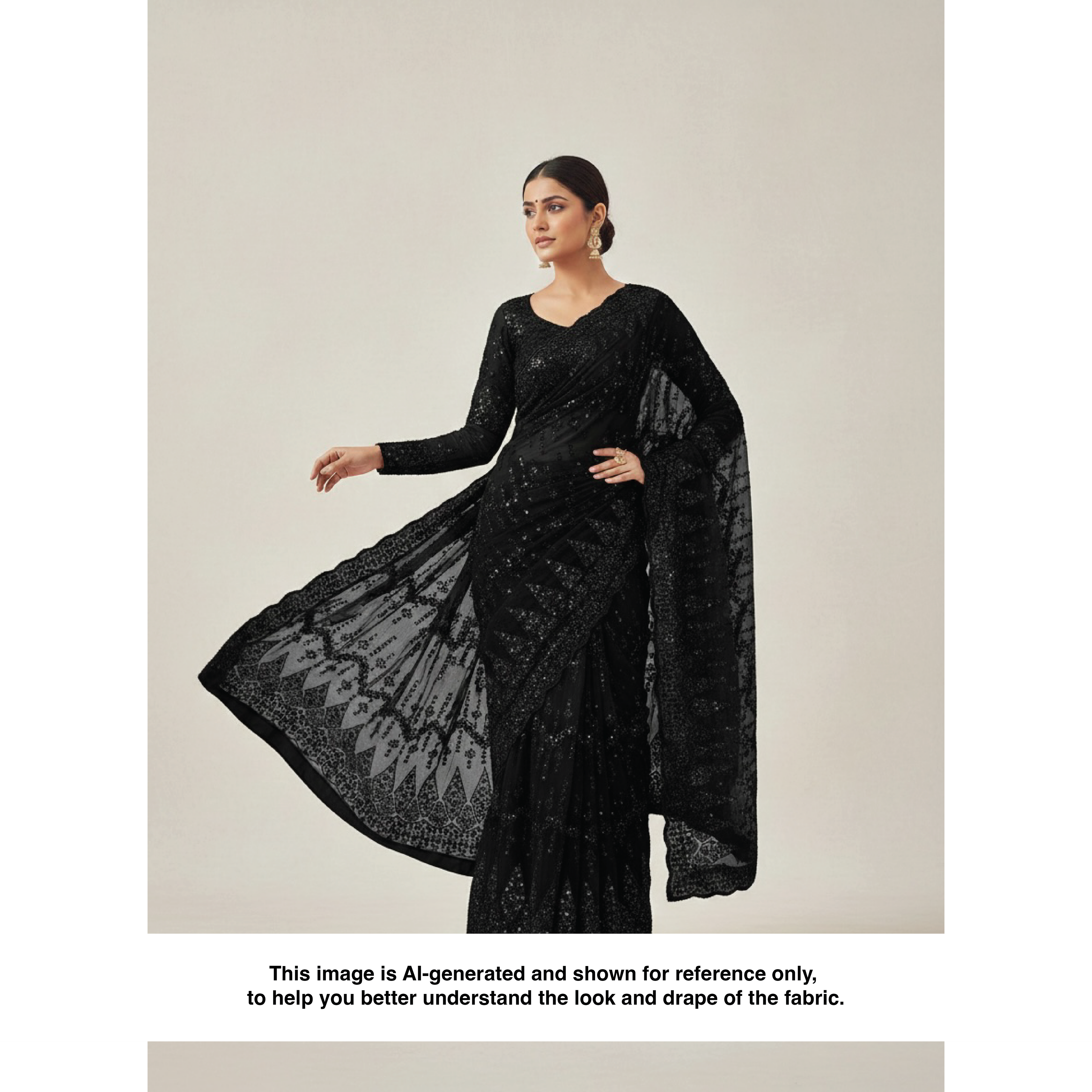 DIAMOND LATTICE NET BEADSWORK FABRIC BLACK