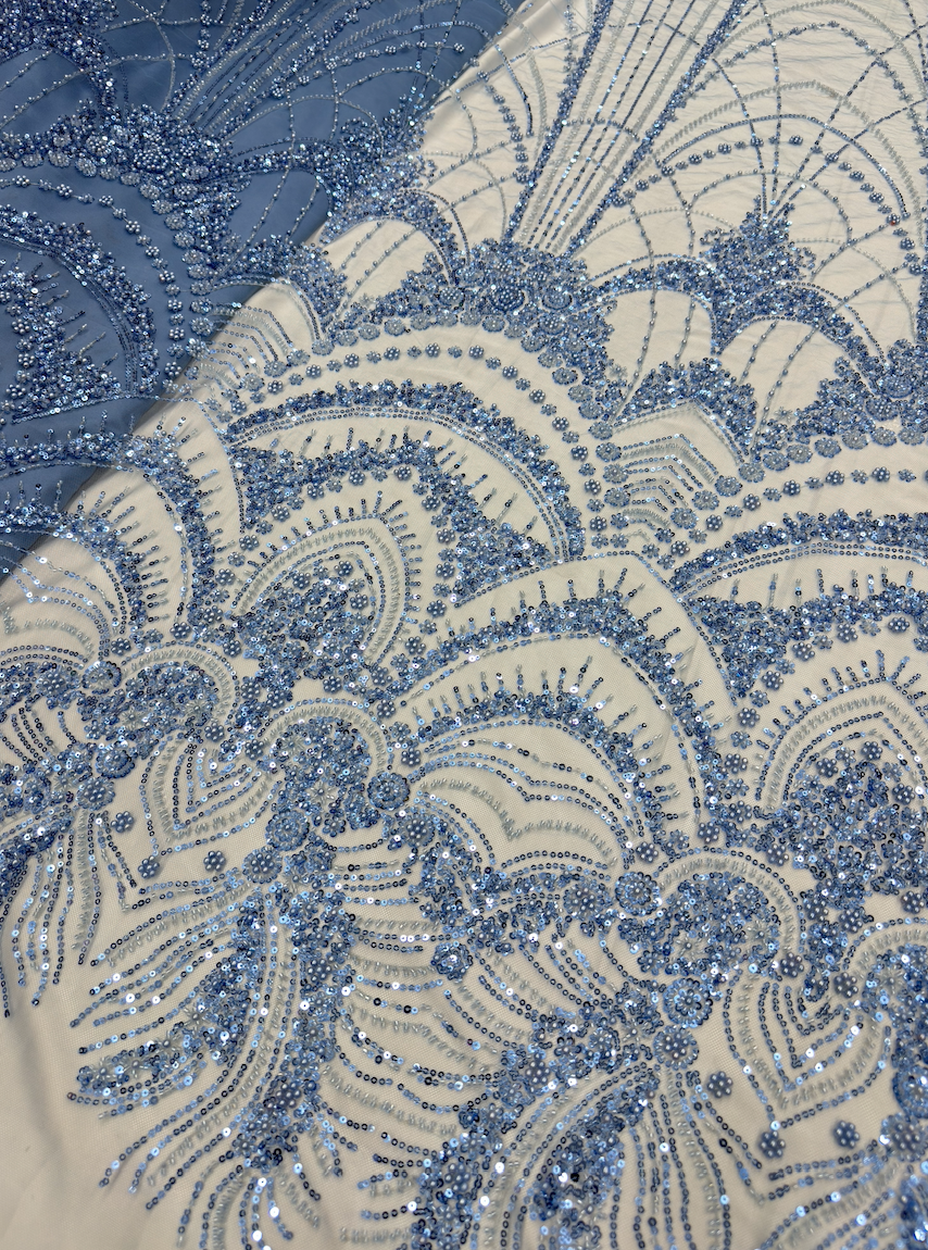 SKYLINE SERENITY NET BEADSWORK FABRIC BLUE