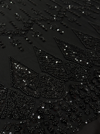 DIAMOND LATTICE NET BEADSWORK FABRIC BLACK