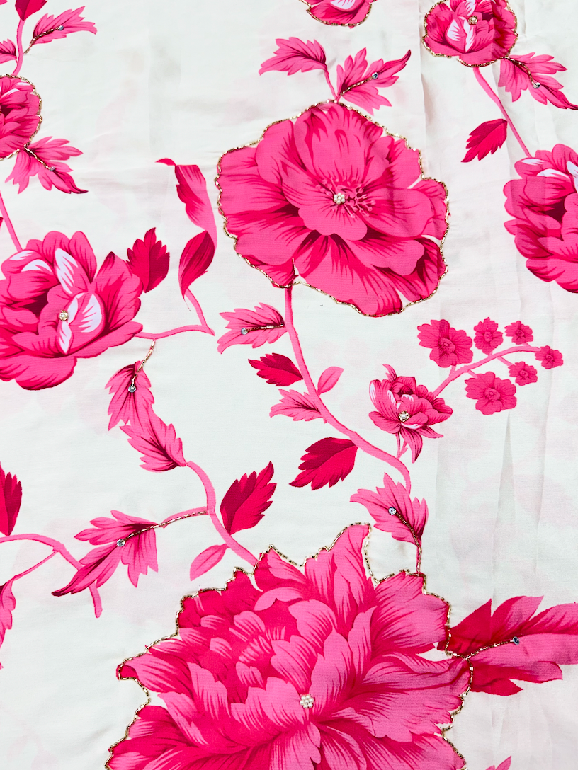 The Fuchsia Fantasy | Hand-Embellished Armani Satin