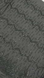 DIAMOND LATTICE NET BEADSWORK FABRIC BLACK