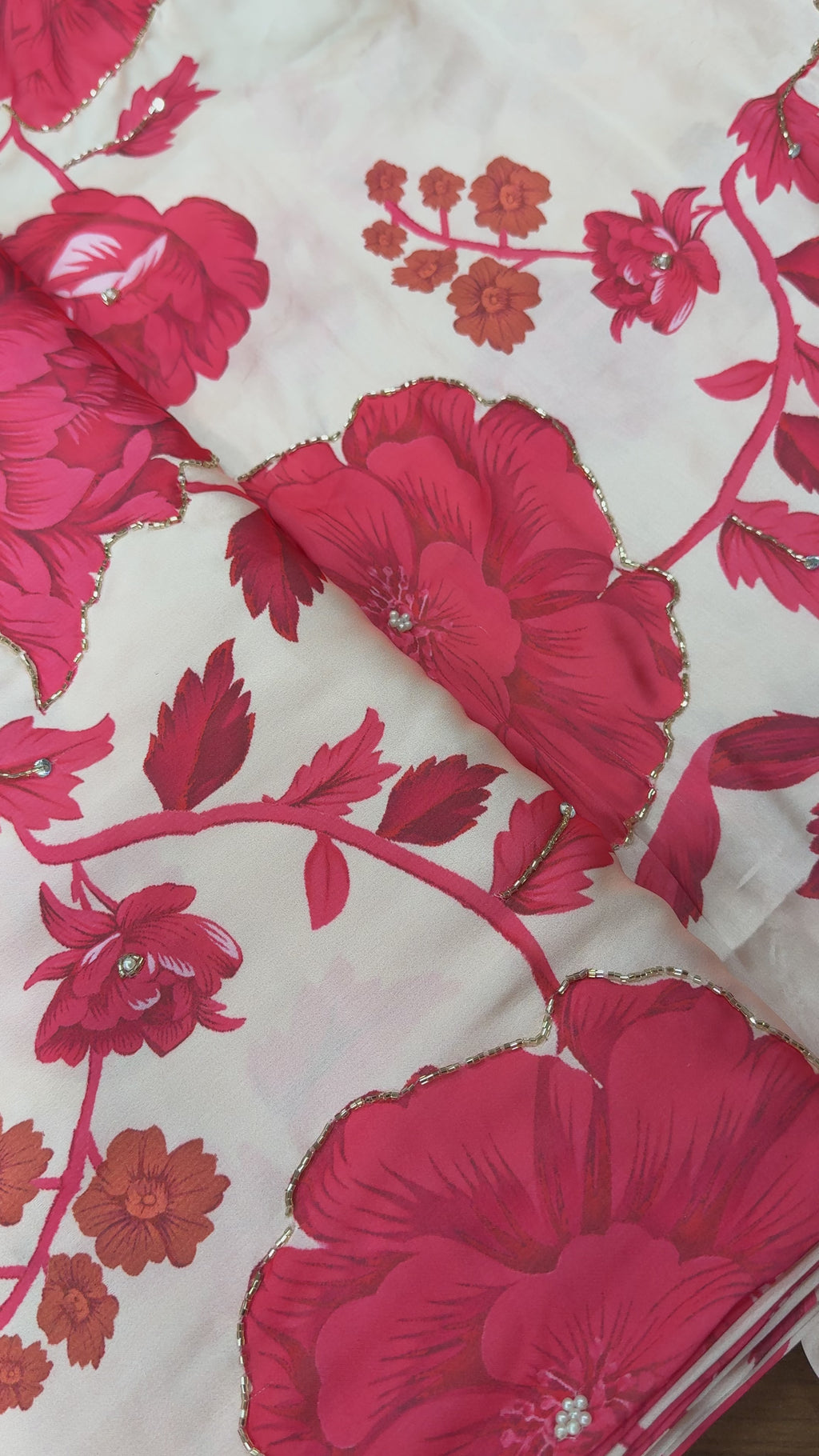 The Ruby Royale | Hand-Embellished Armani Satin
