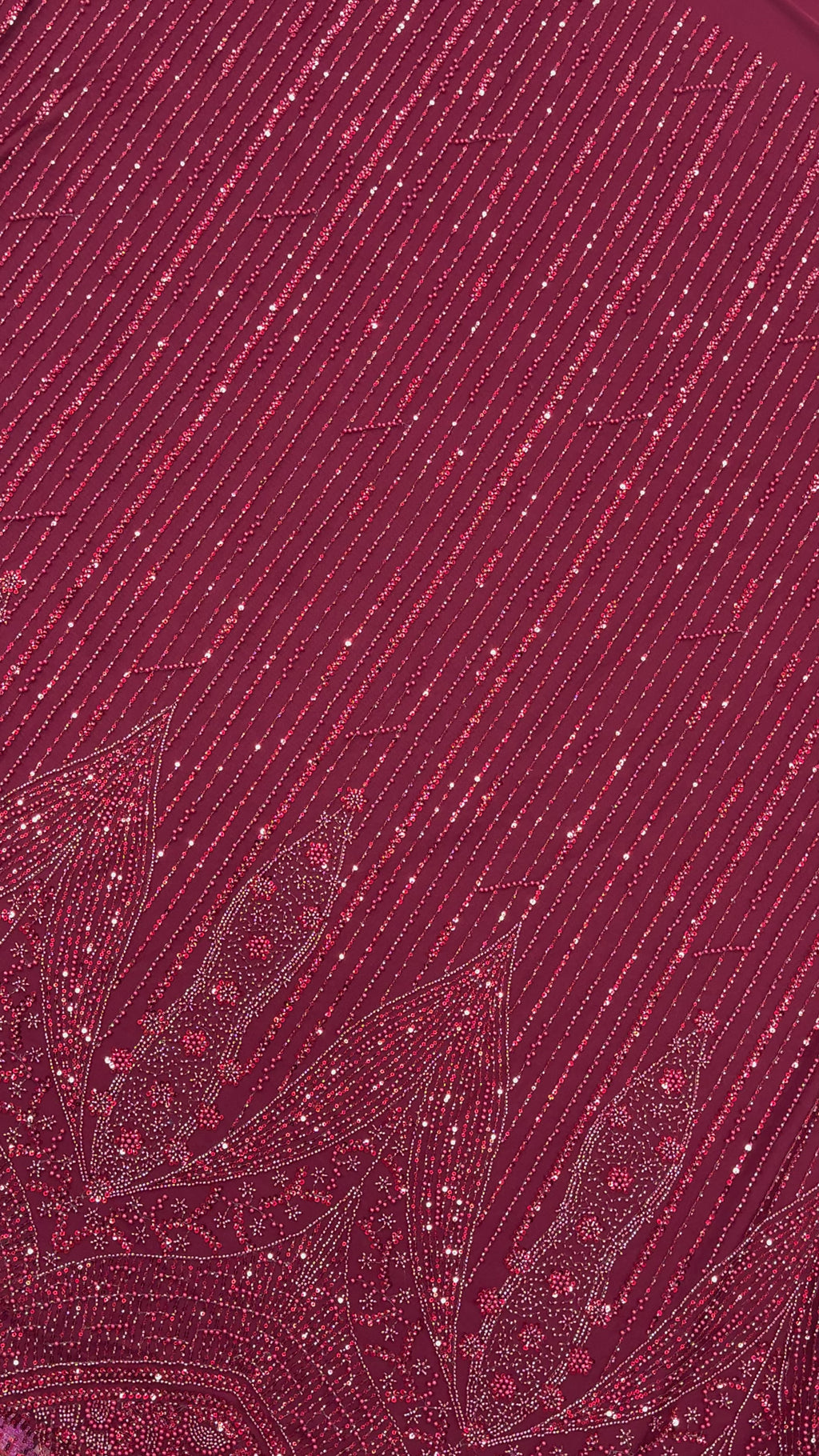 CRIMSON HERITAGE BORDER DEEP MAROON NET BEADWORK