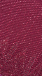 CRIMSON HERITAGE BORDER DEEP MAROON NET BEADWORK