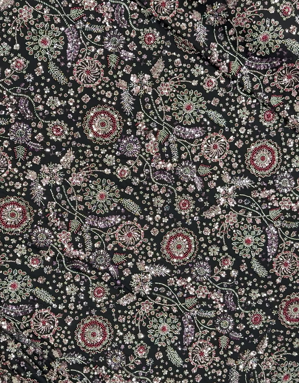 NOIR JEWEL GARDEN BLACK BEADSWORK FABRIC
