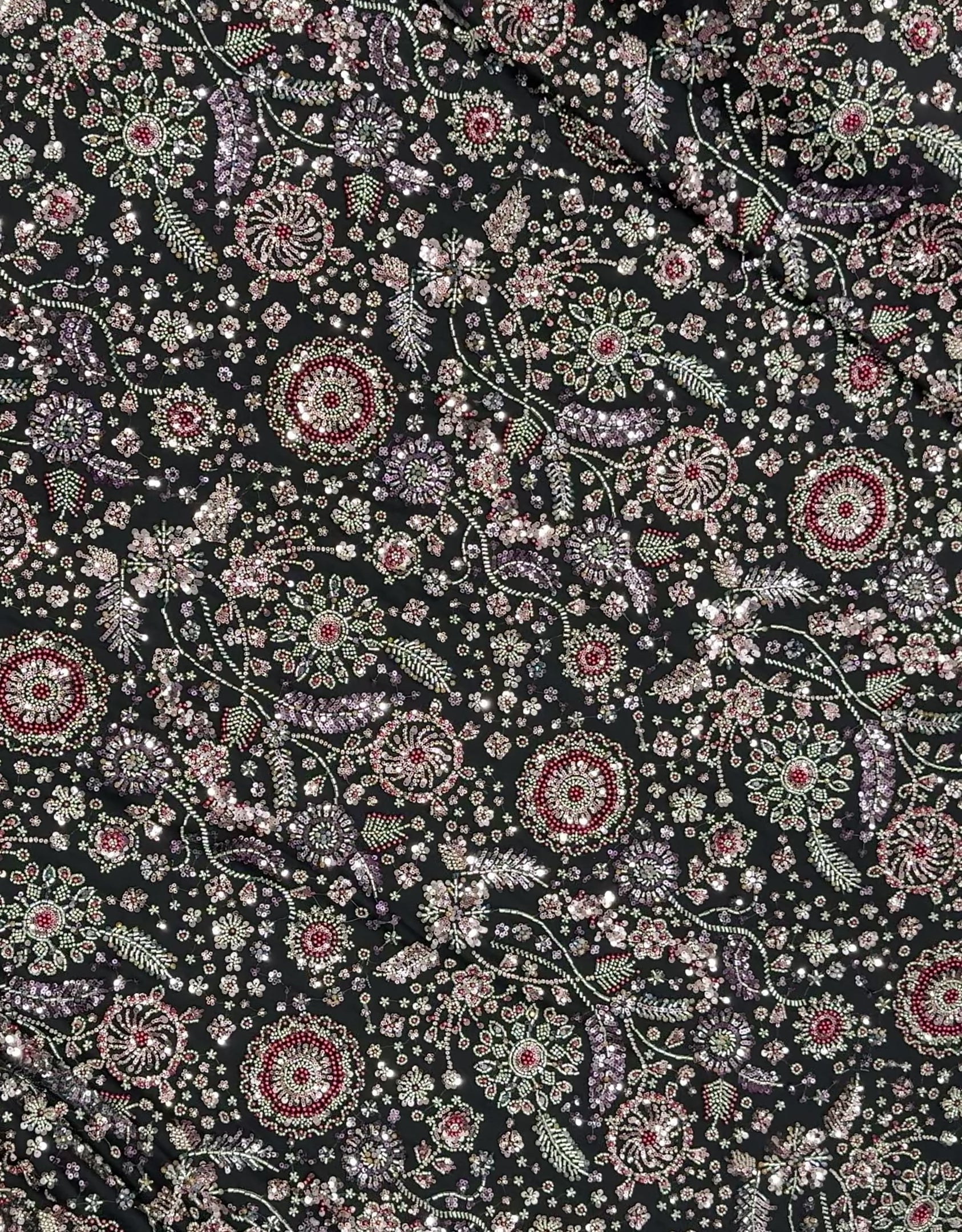 NOIR JEWEL GARDEN BLACK BEADSWORK FABRIC